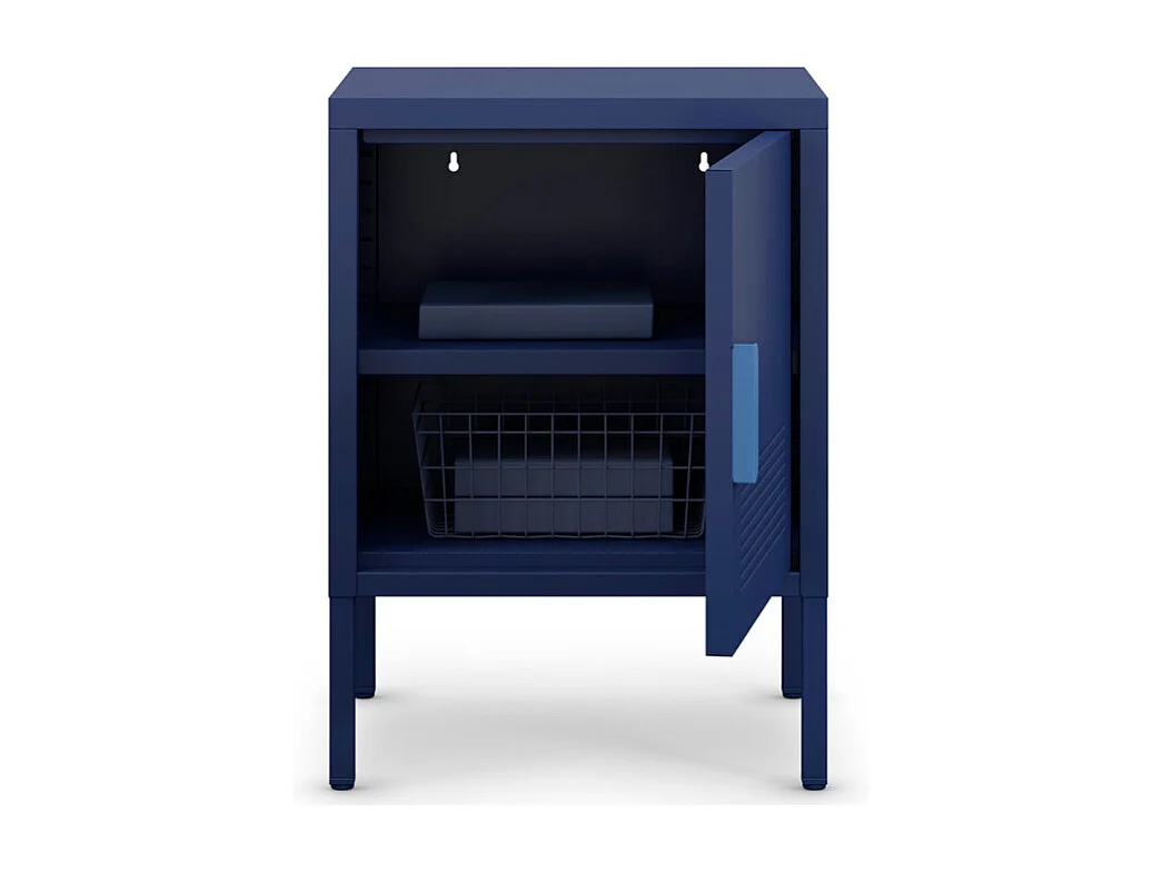 Adel - Table de chevet 1 porte en métal L40cm - Bleu