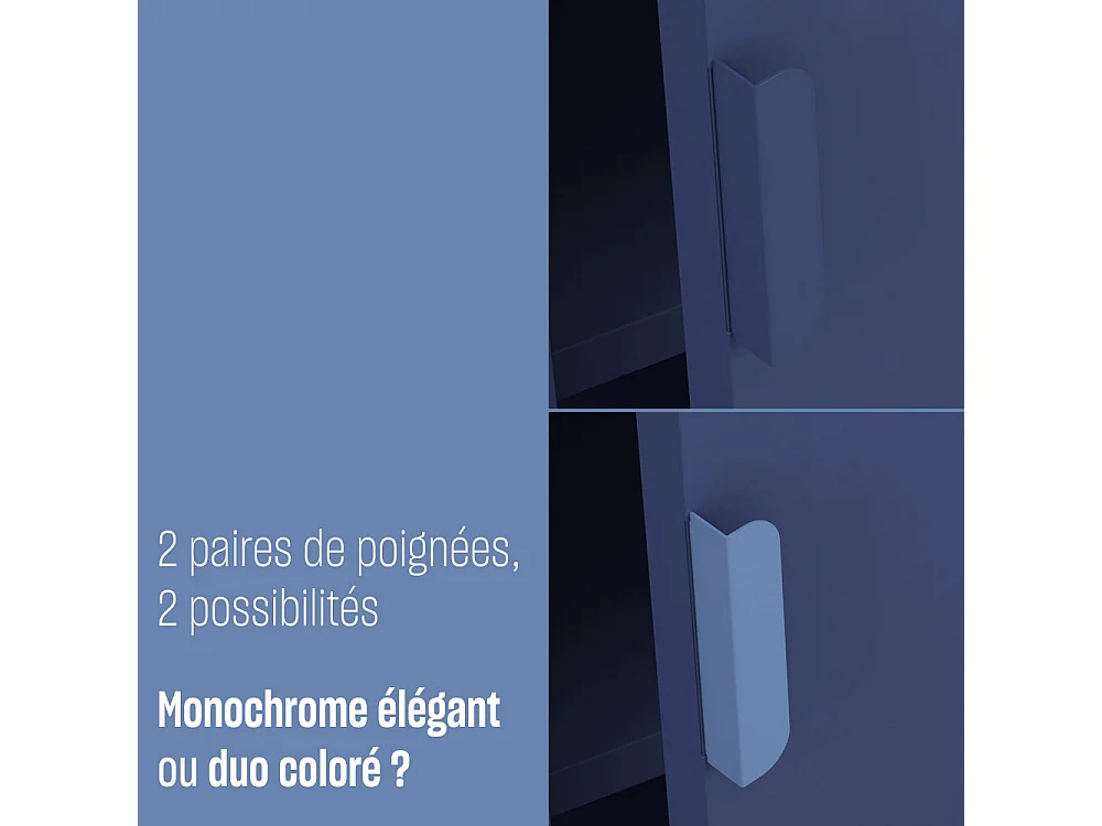 Adel - Table de chevet 1 porte en métal L40cm - Bleu