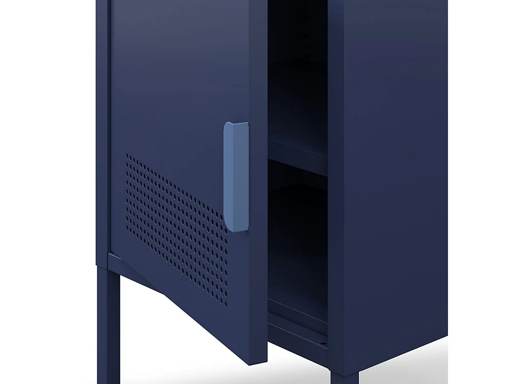 Adel - Table de chevet 1 porte en métal L40cm - Bleu