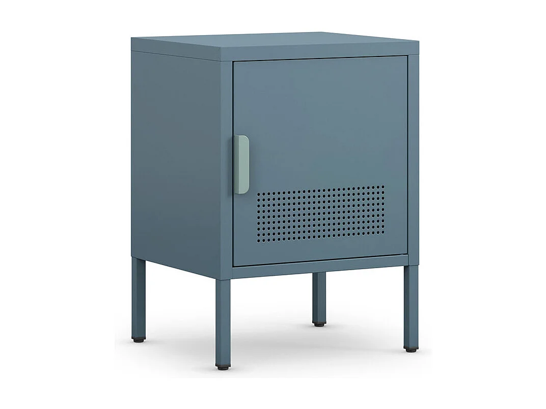 Adel - Table de chevet 1 porte en métal L40cm - Bleu glacier