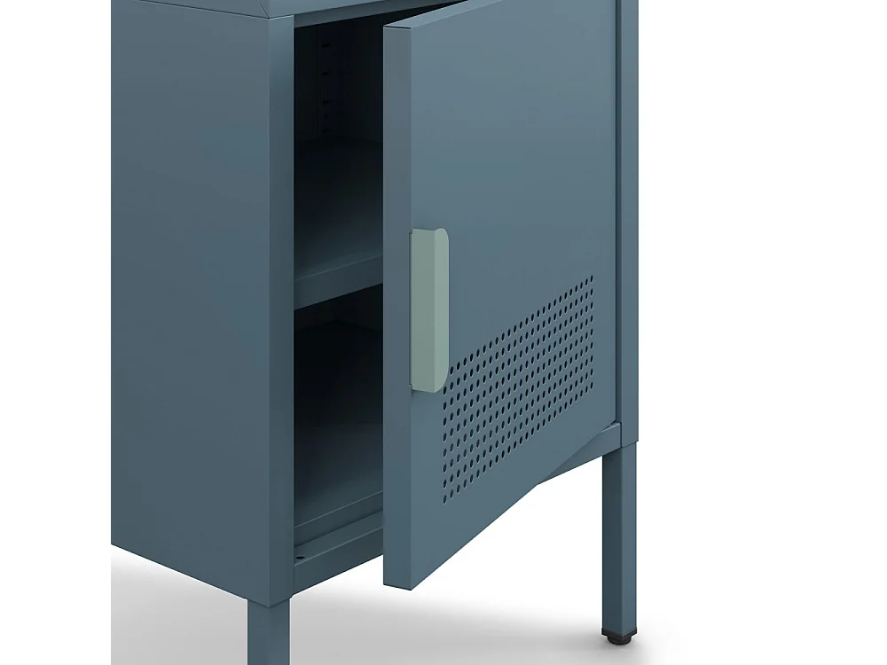 Adel - Table de chevet 1 porte en métal L40cm - Bleu glacier