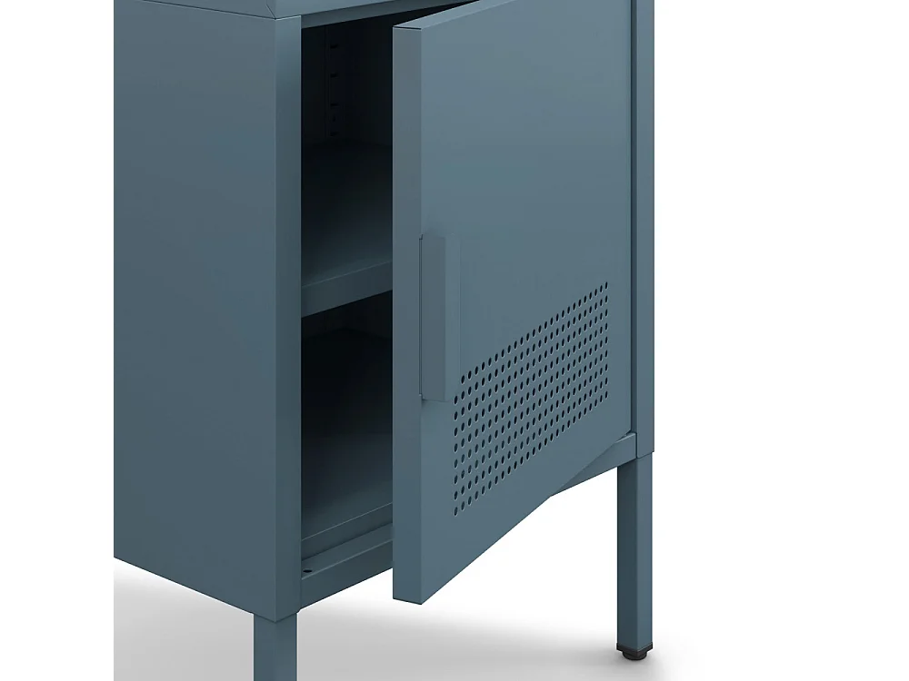 Adel - Table de chevet 1 porte en métal L40cm - Bleu glacier