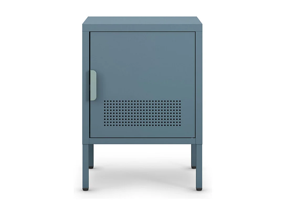 Adel - Table de chevet 1 porte en métal L40cm - Bleu glacier