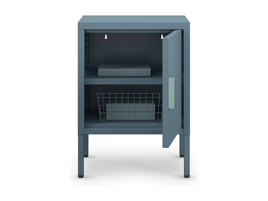 Adel - Table de chevet 1 porte en métal L40cm - Bleu glacier