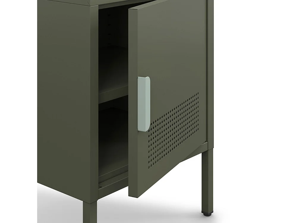 Adel - Table de chevet 1 porte en métal L40cm - Vert