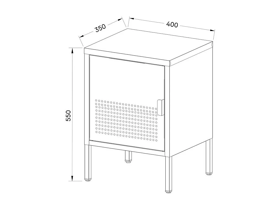 Adel - Table de chevet 1 porte en métal L40cm - Vert