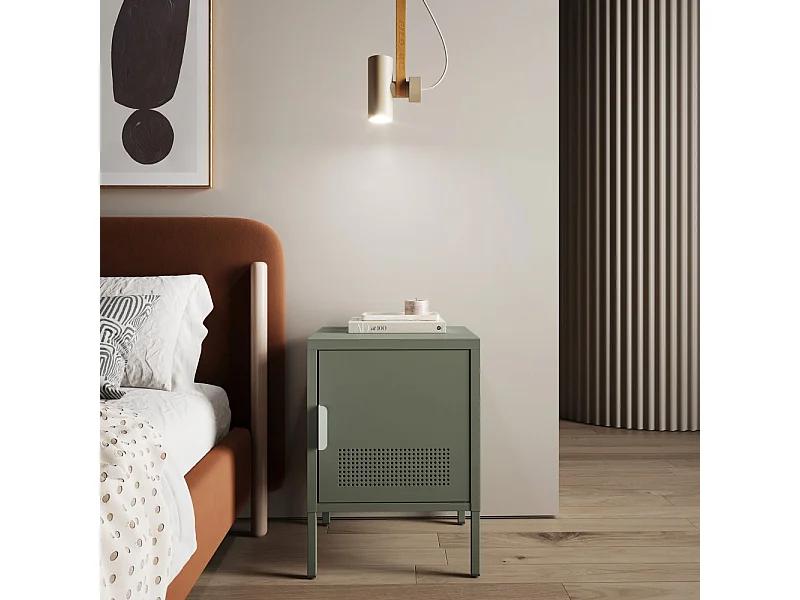 Adel - Table de chevet 1 porte en métal L40cm - Vert