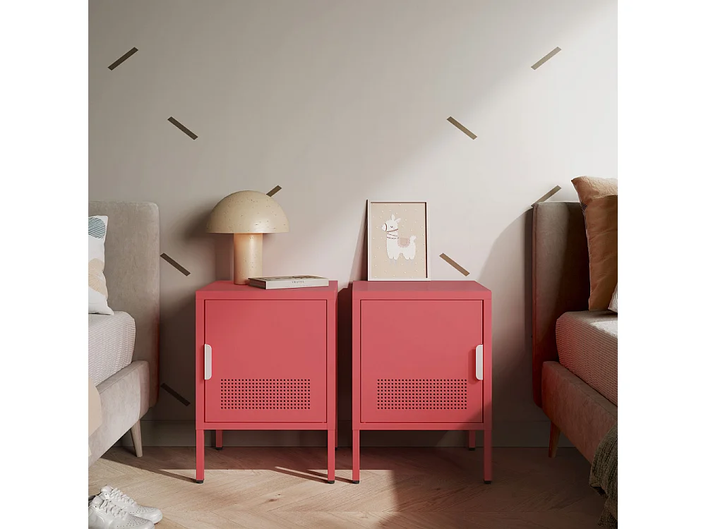 Adel - Table de chevet 1 porte en métal L40cm - Rose