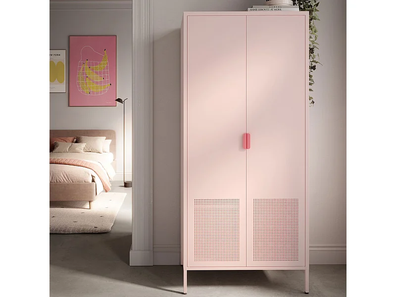Adel - Armoire 2 portes en métal H180cm - Rose blush