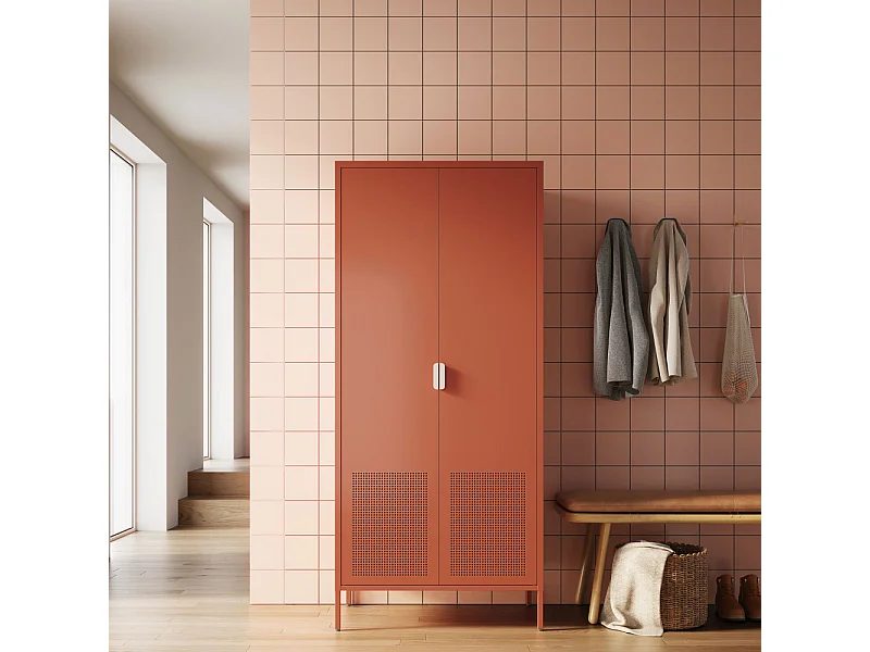 Adel - Armoire 2 portes en métal H180cm - Terracotta