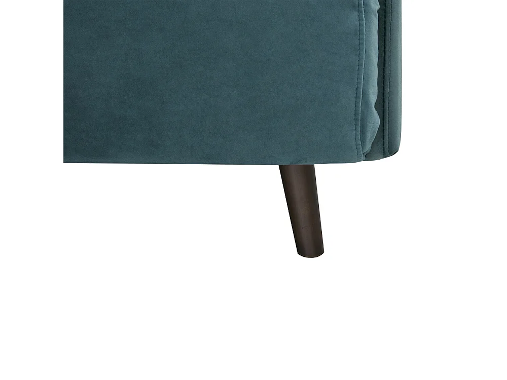 Belushi - Canapé convertible 2 places en velours pieds bois foncé - Bleu canard
