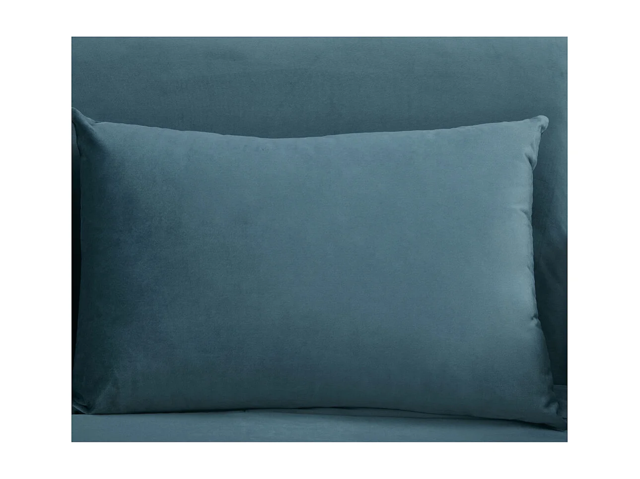 Belushi - Canapé convertible 2 places en velours pieds bois foncé - Bleu canard