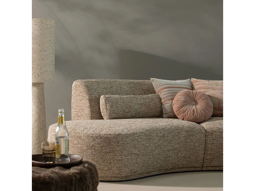 Loft - Lampadaire à pois en métal et tissu bouclette H130cm - Beige