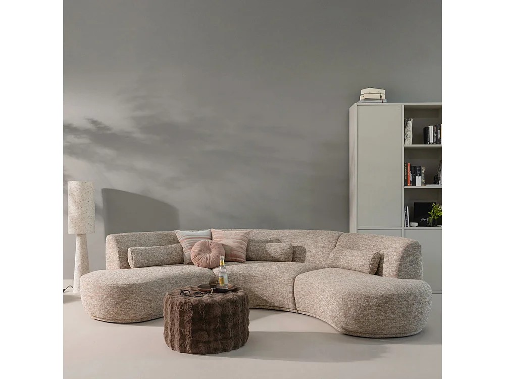 Loft - Lampadaire à pois en métal et tissu bouclette H130cm - Beige