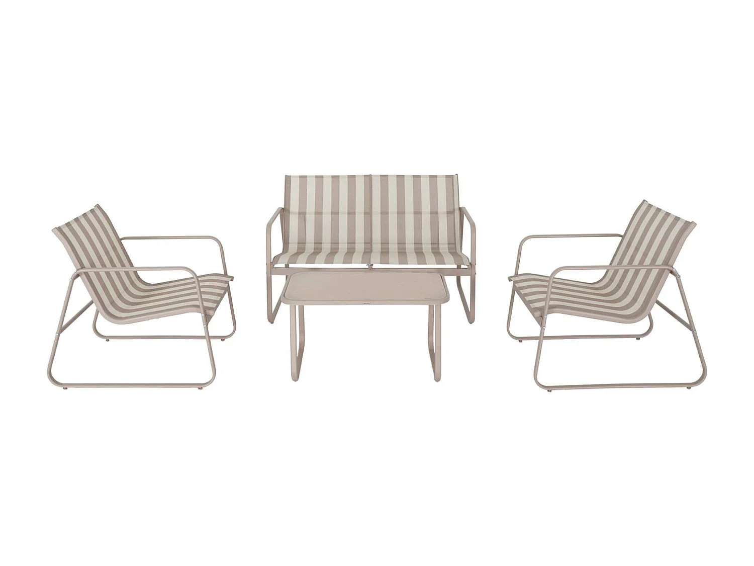 Salotto da giardino in metallo, 4 posti, beige