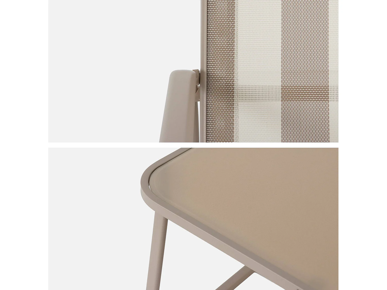 Salotto da giardino in metallo, 4 posti, beige