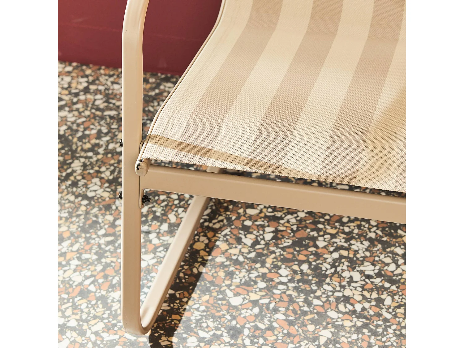 Salon de jardin en métal et textilène 4 places beige - Silvi