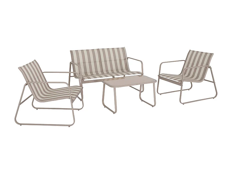 Salon de jardin en métal et textilène 4 places beige - Silvi