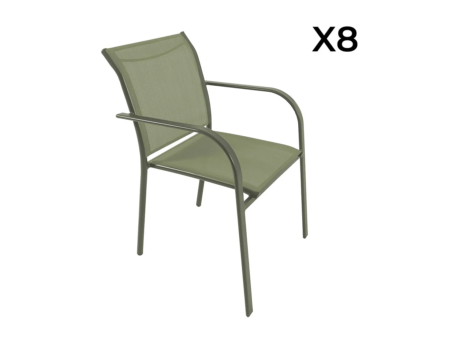 Conjunto mesa de jardín extensible de aluminio con 8 sillas verde kaki