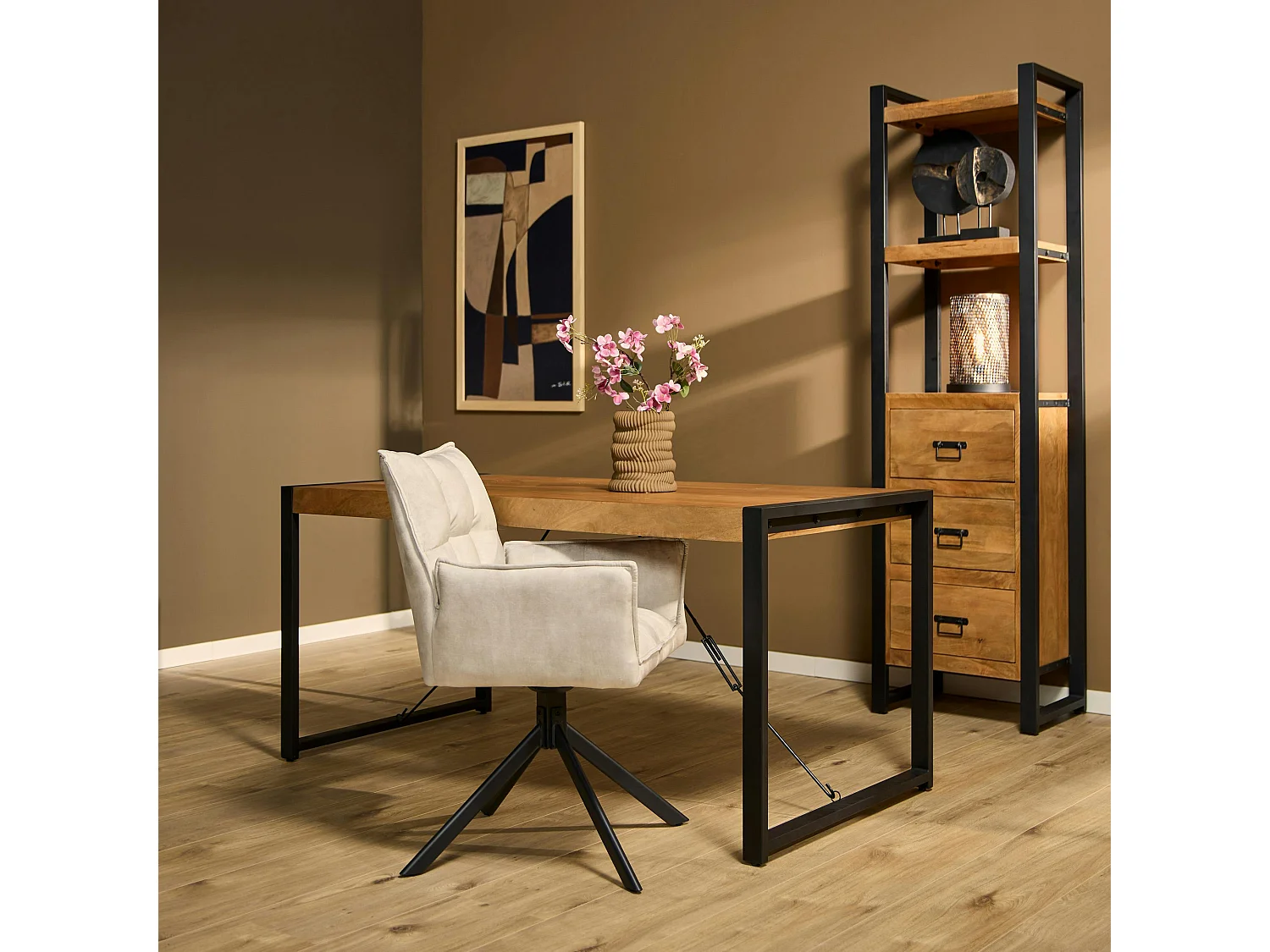 Table à manger bois métal 140 cm MILORA