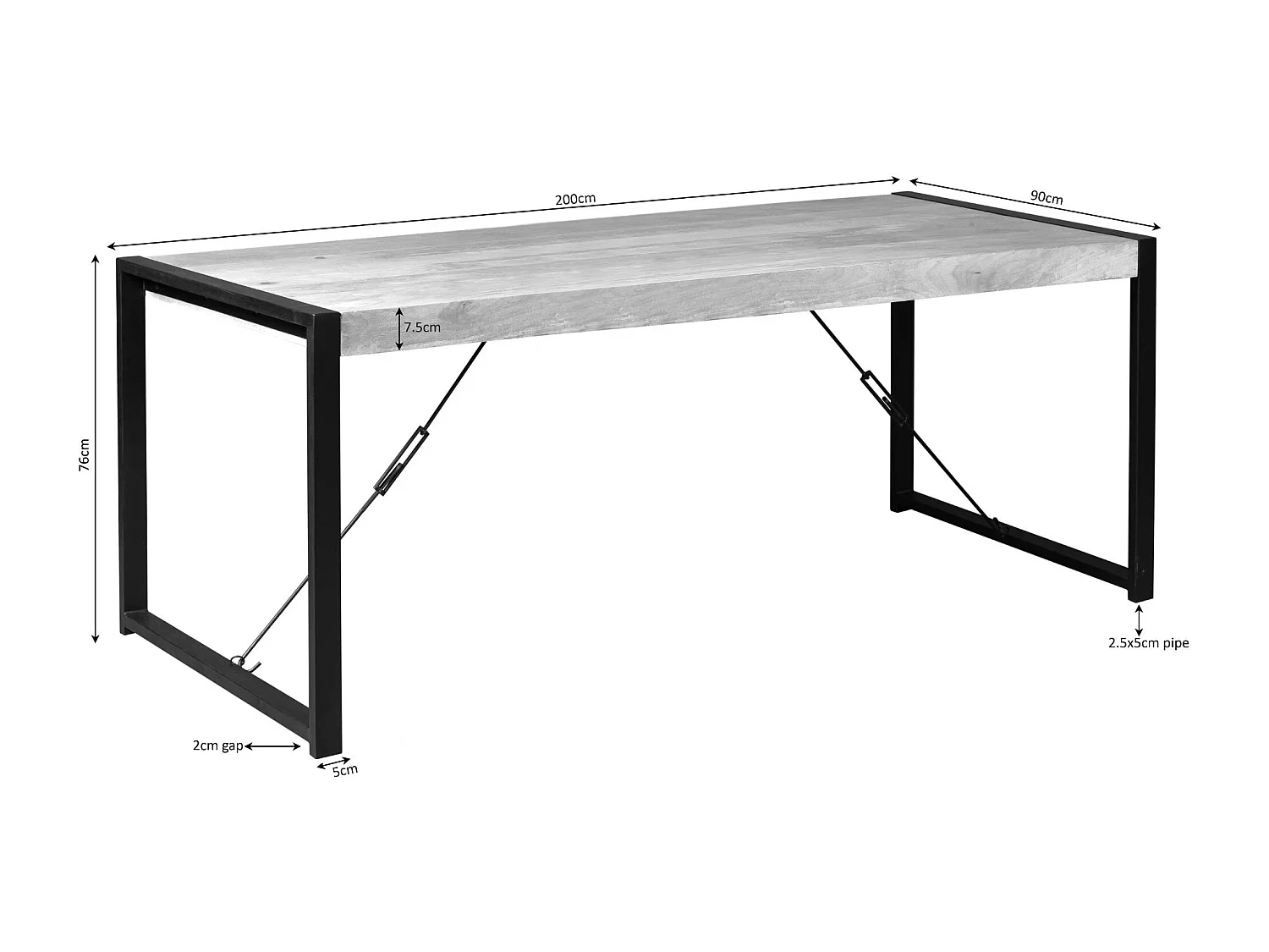 Table à manger bois métal 200 cm MILORA