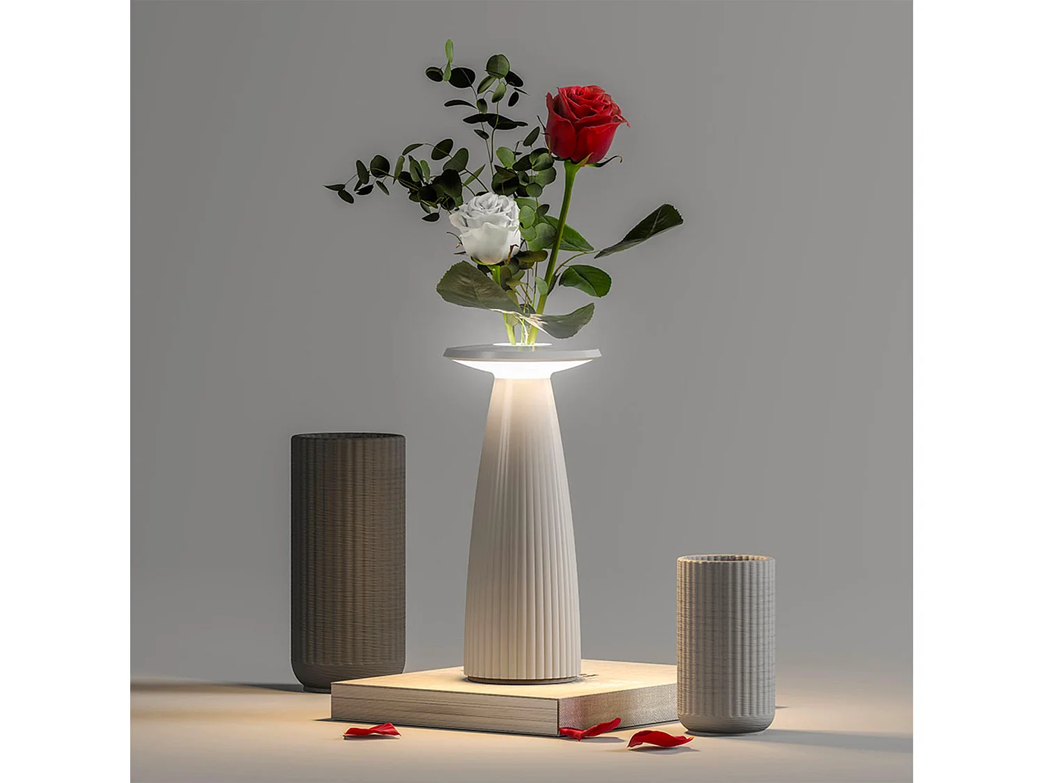 Lampe de table sans fil vase FLORA Blanc H20cm