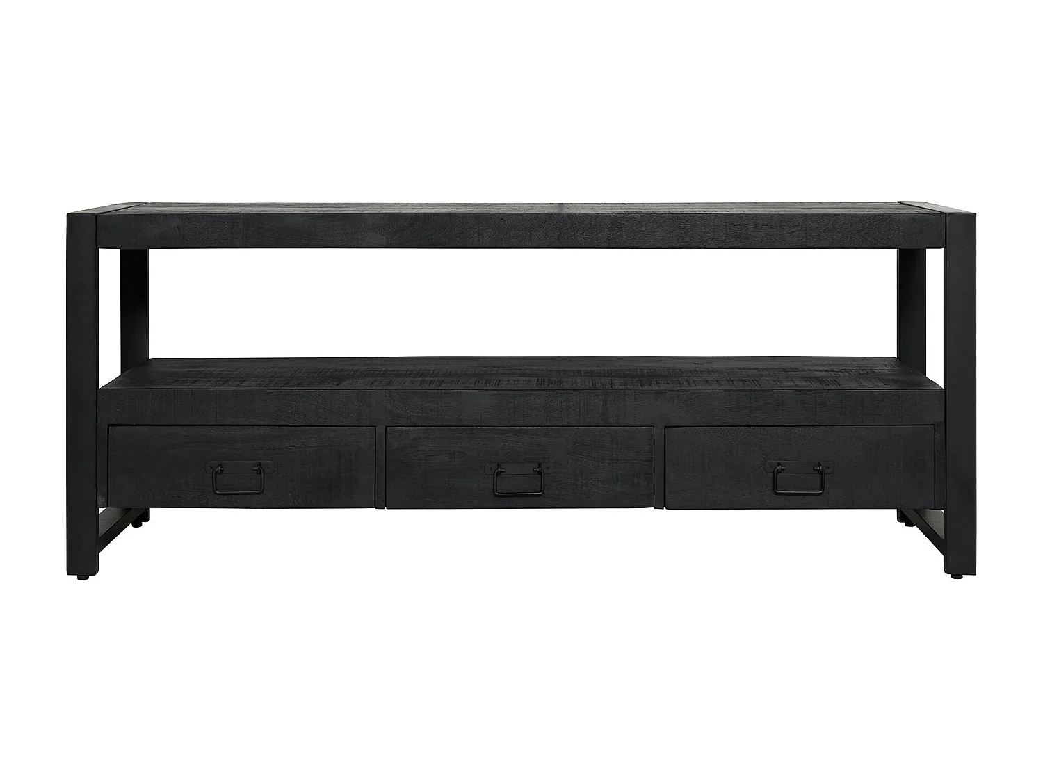 Meuble TV bois noir 3 tiroirs MILORA