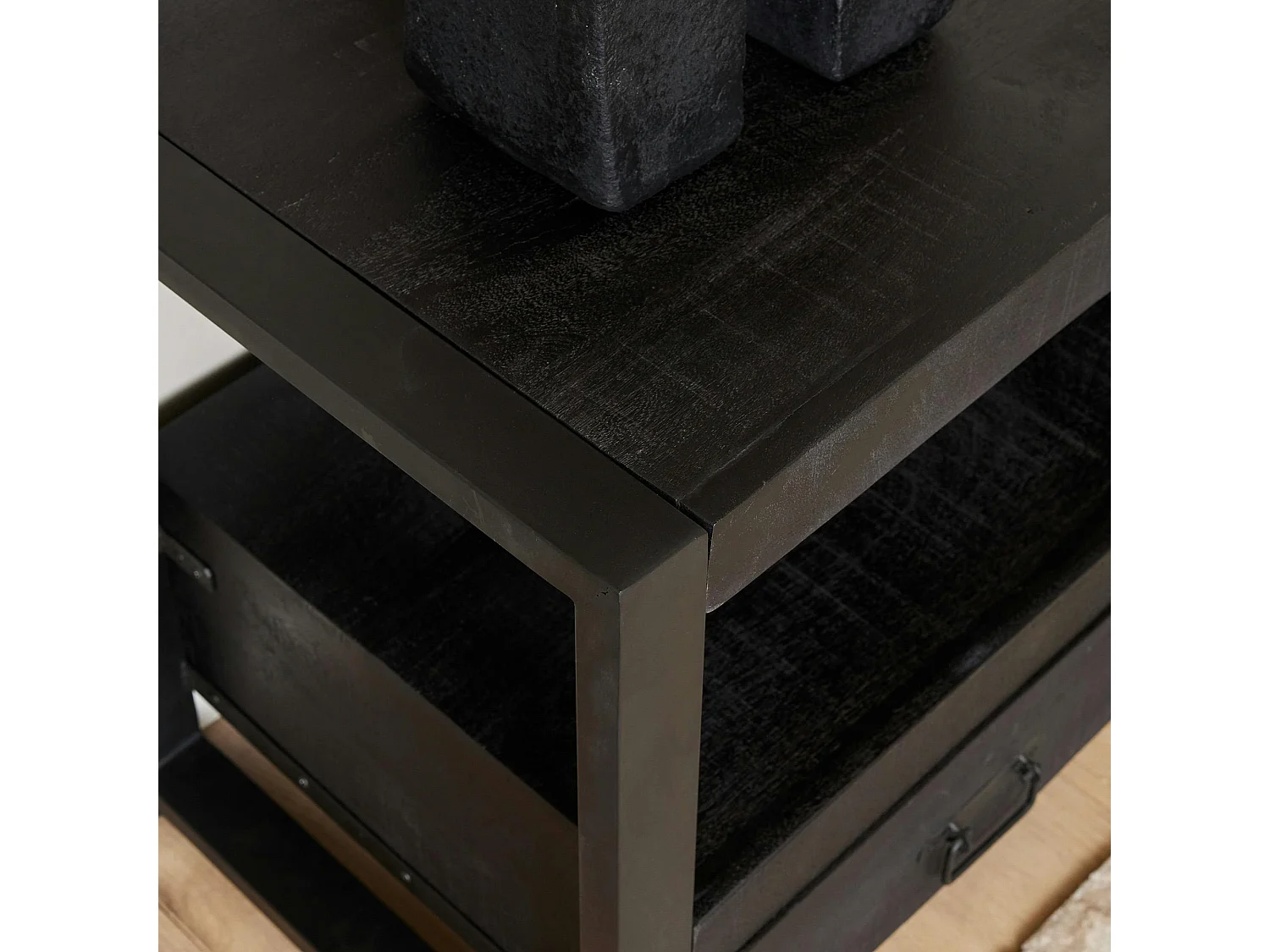 Meuble TV bois noir 3 tiroirs MILORA