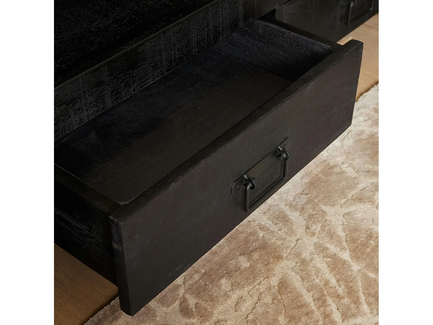 Meuble TV bois noir 3 tiroirs MILORA