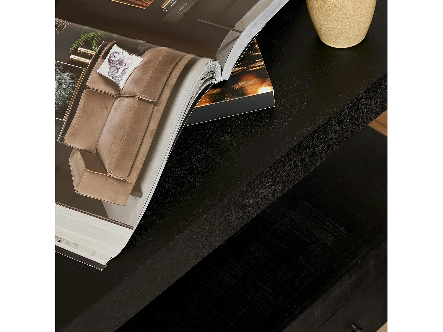 Meuble TV bois noir 3 tiroirs MILORA