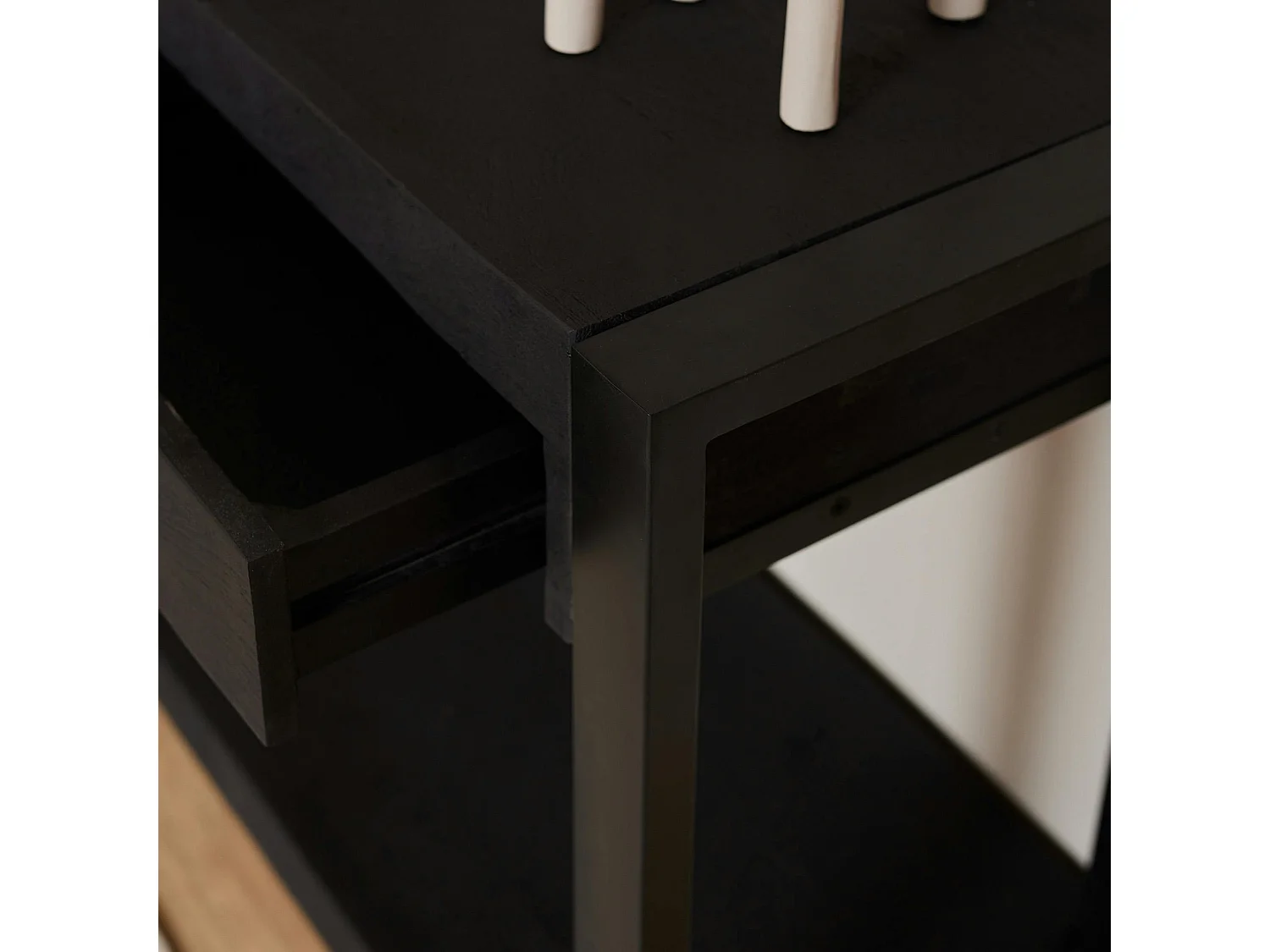 Console XXL bois noir 4 tiroirs MILORA