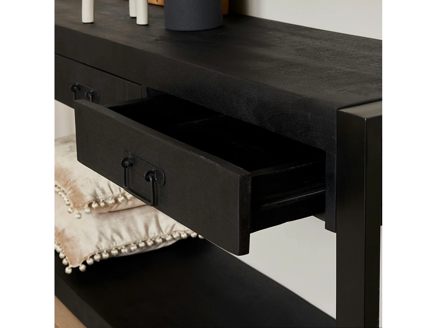 Console bois noir 3 tiroirs MILORA