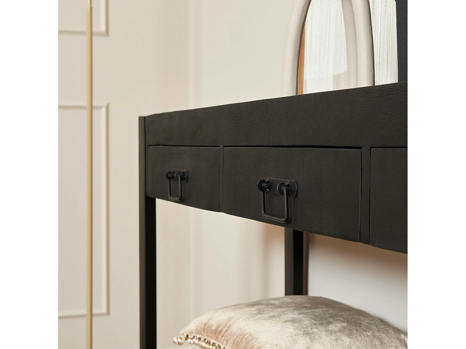 Console bois noir 3 tiroirs MILORA