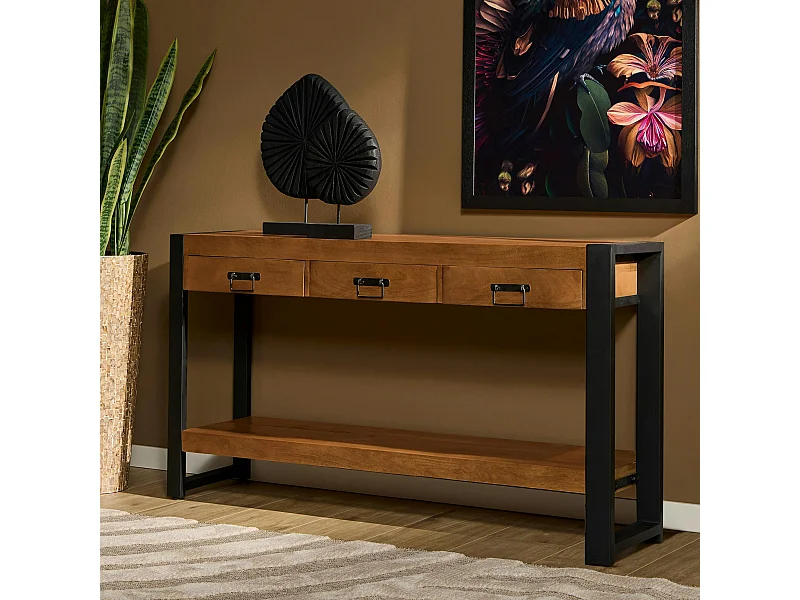 Console longue bois métal 150 cm MILORA