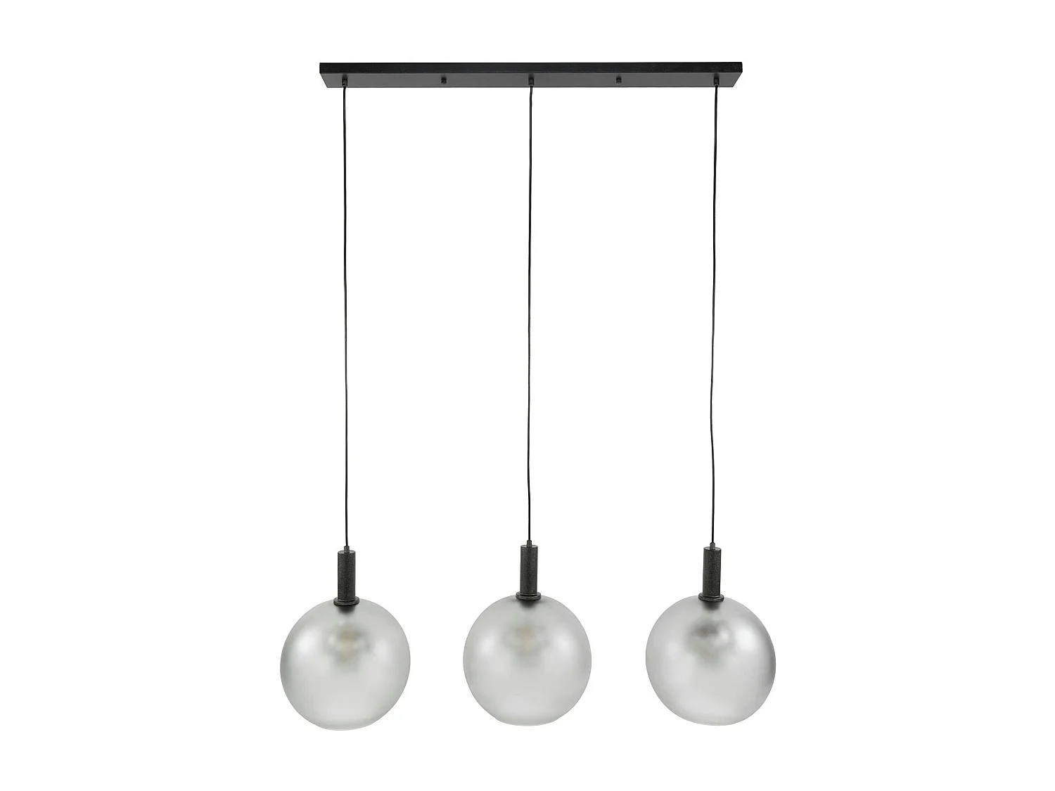 Suspension de table en verre sablé gris, 3 abat-jour RALF