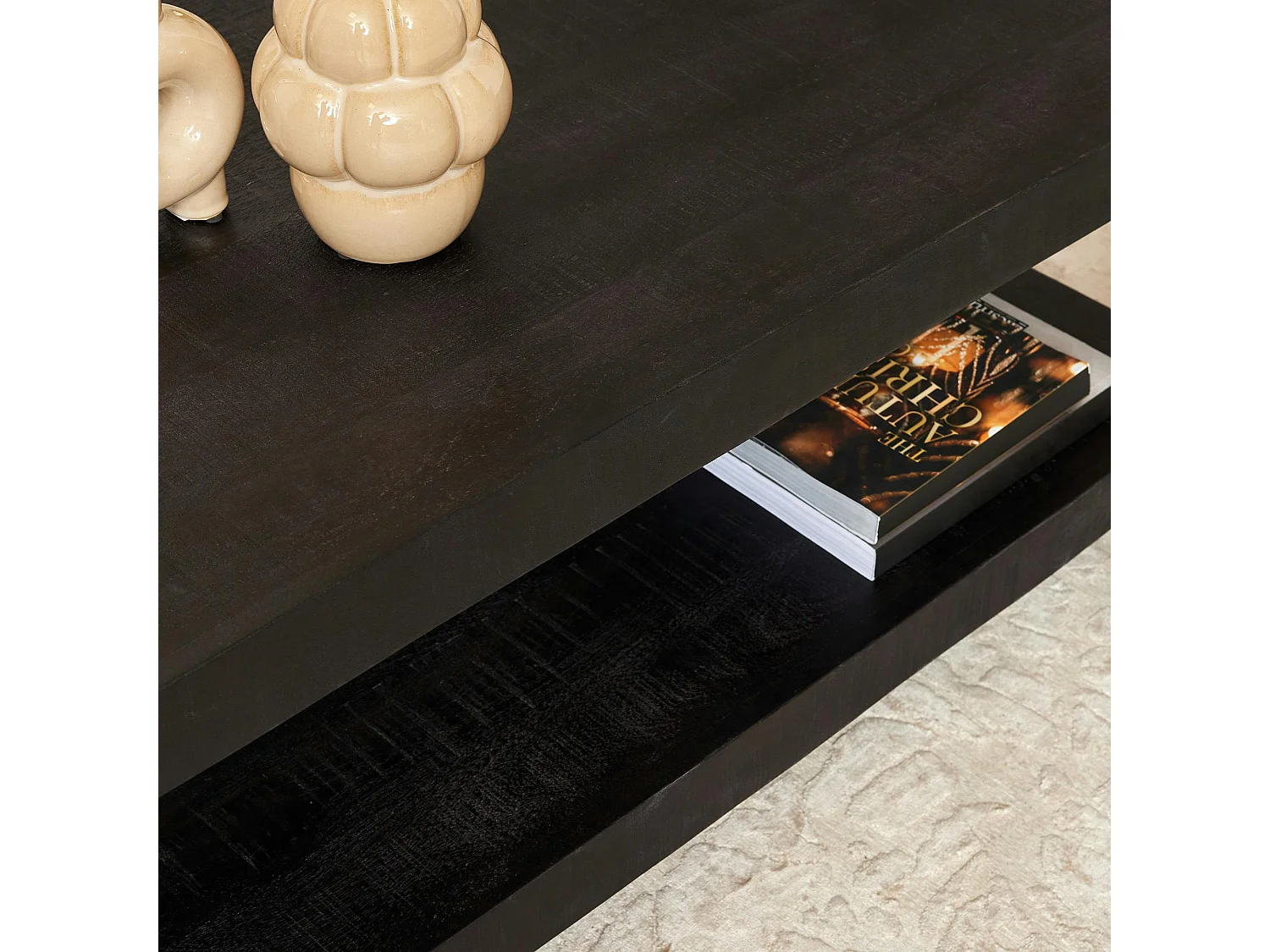 Table basse double plateau bois noir MILORA