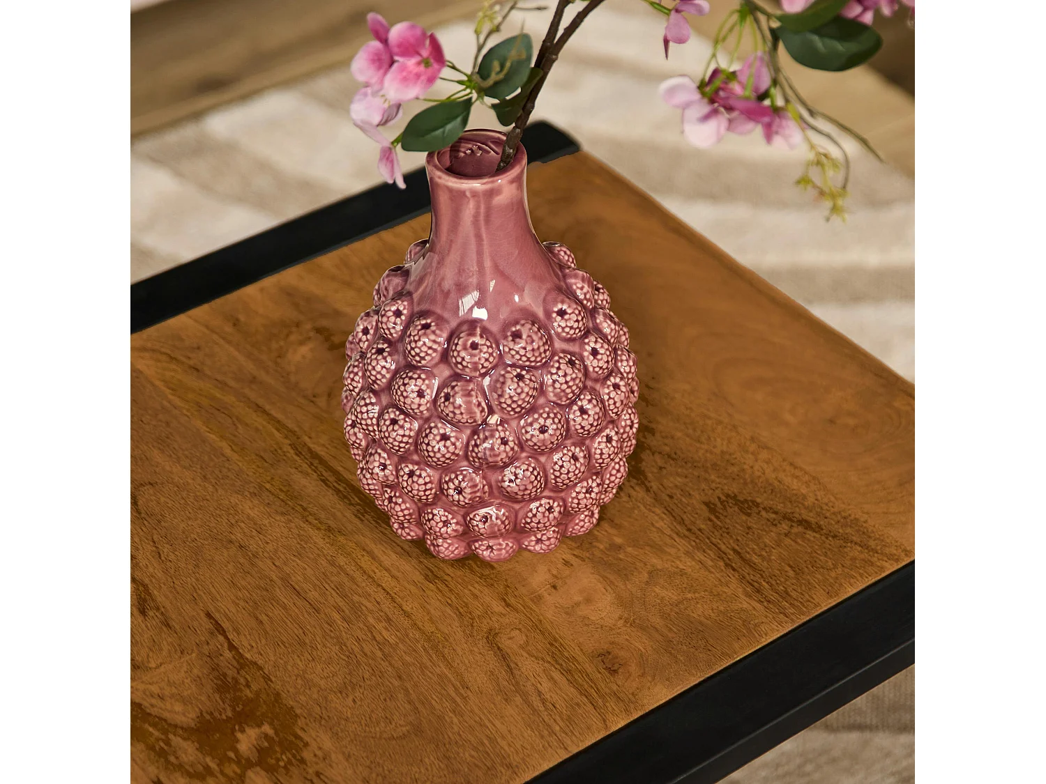 Table basse rectangulaire en bois et métal MILORA