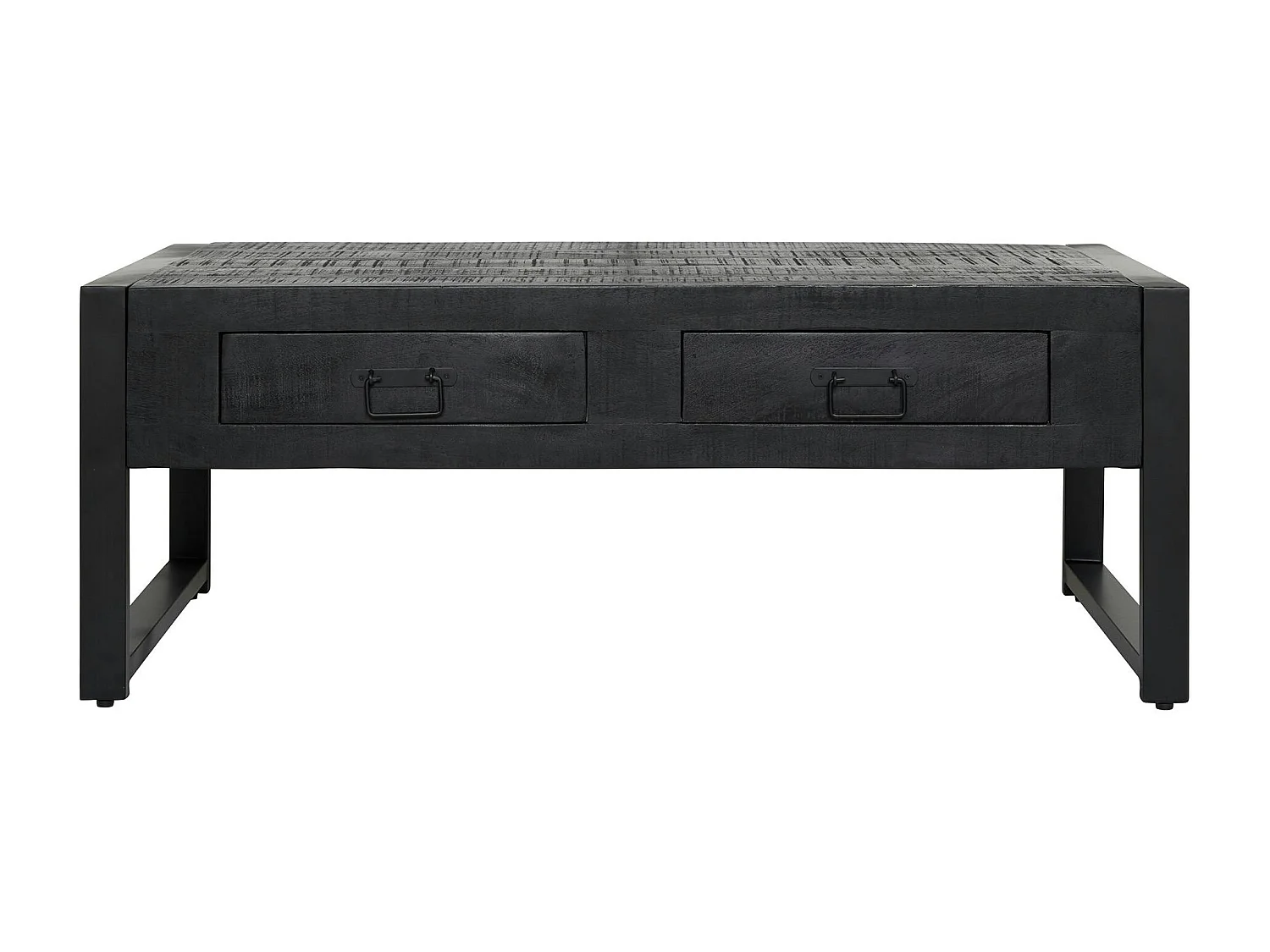 Table basse noire en bois 2 tiroirs MILORA