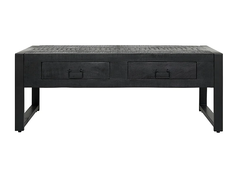 Table basse noire en bois 2 tiroirs MILORA