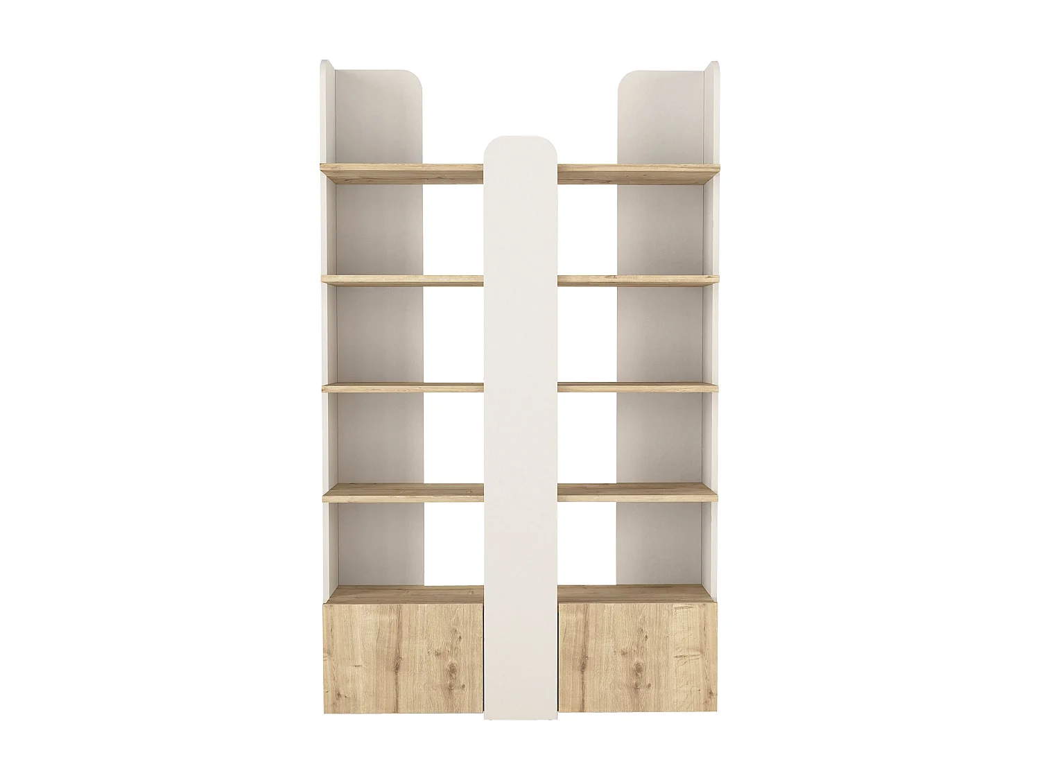 Bibliothèque avec 2 portes et 4 étagères - Beige et naturel - SARIOBA