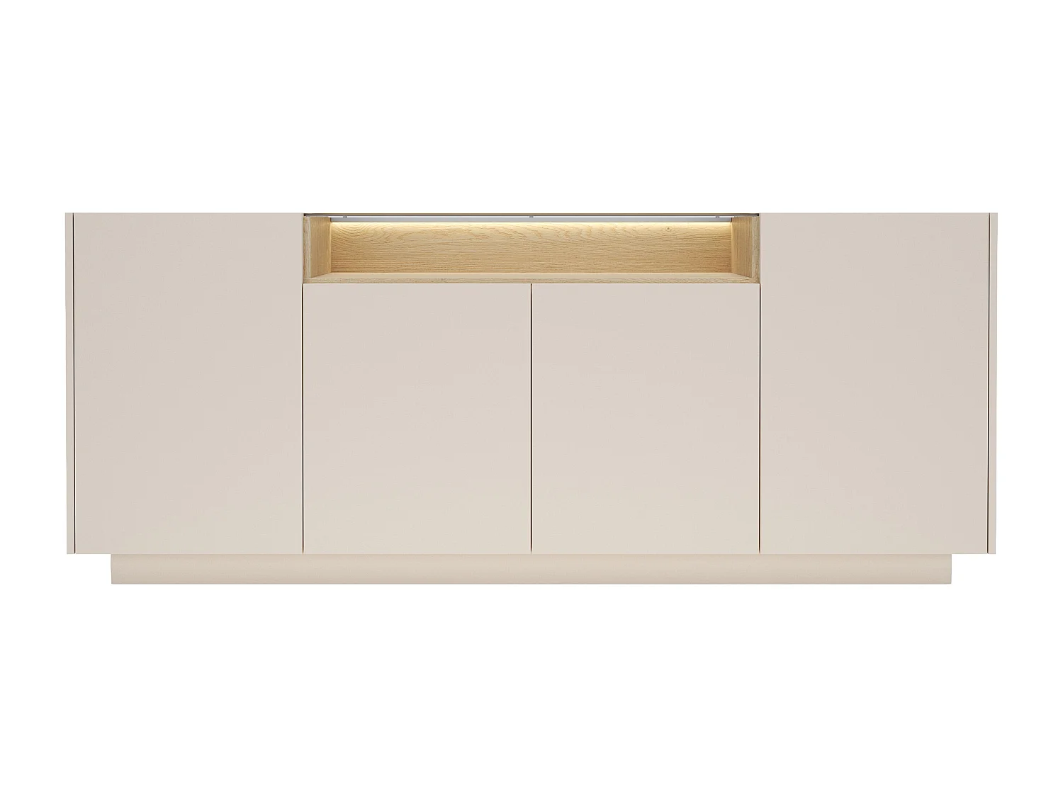 Buffet 4 portes et 1 niche avec LEDs - Beige et naturel clair - ALIVENTO