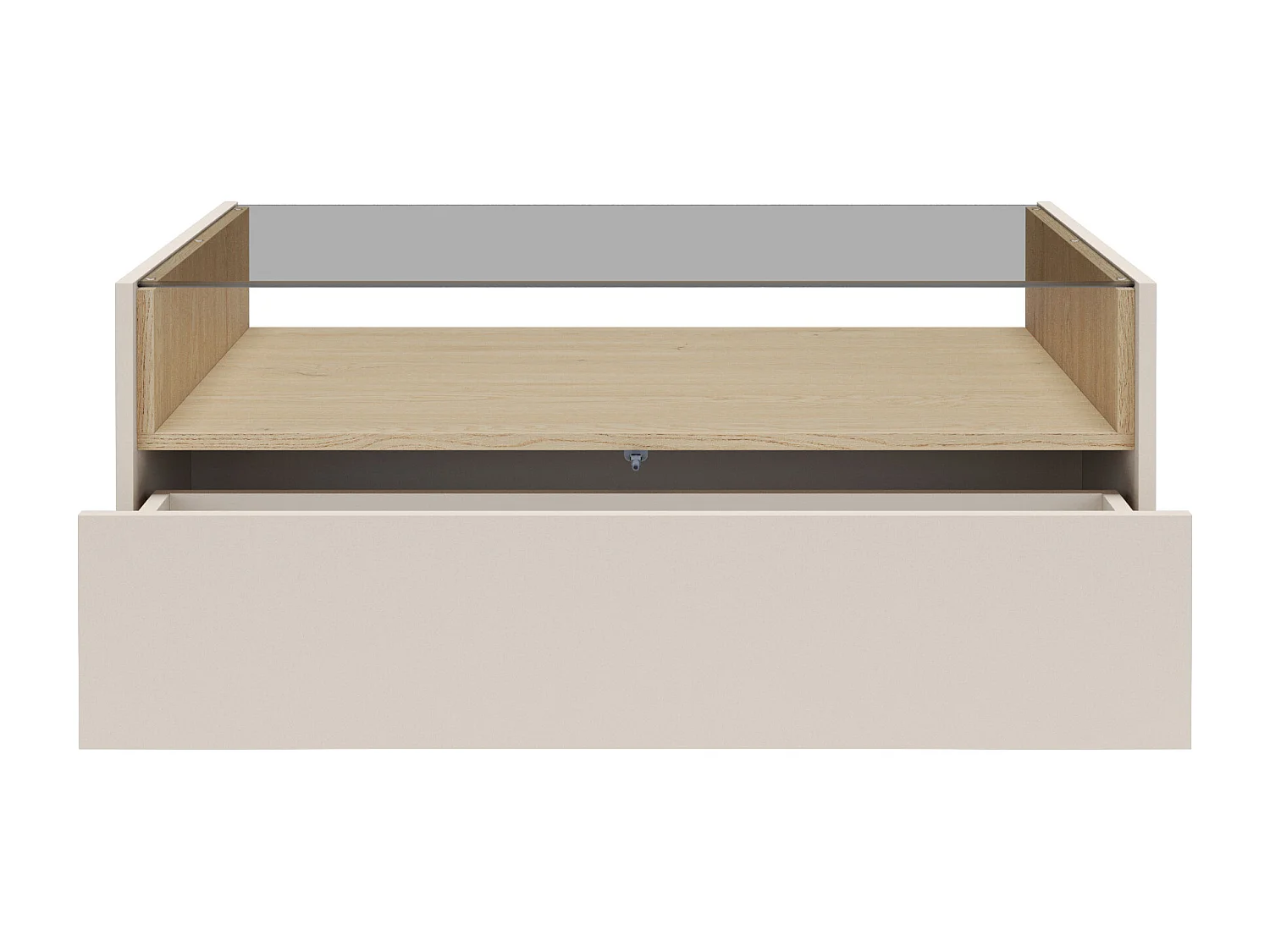 Table basse avec 2 tiroirs et 1 niche - Beige et naturel clair - ALIVENTO