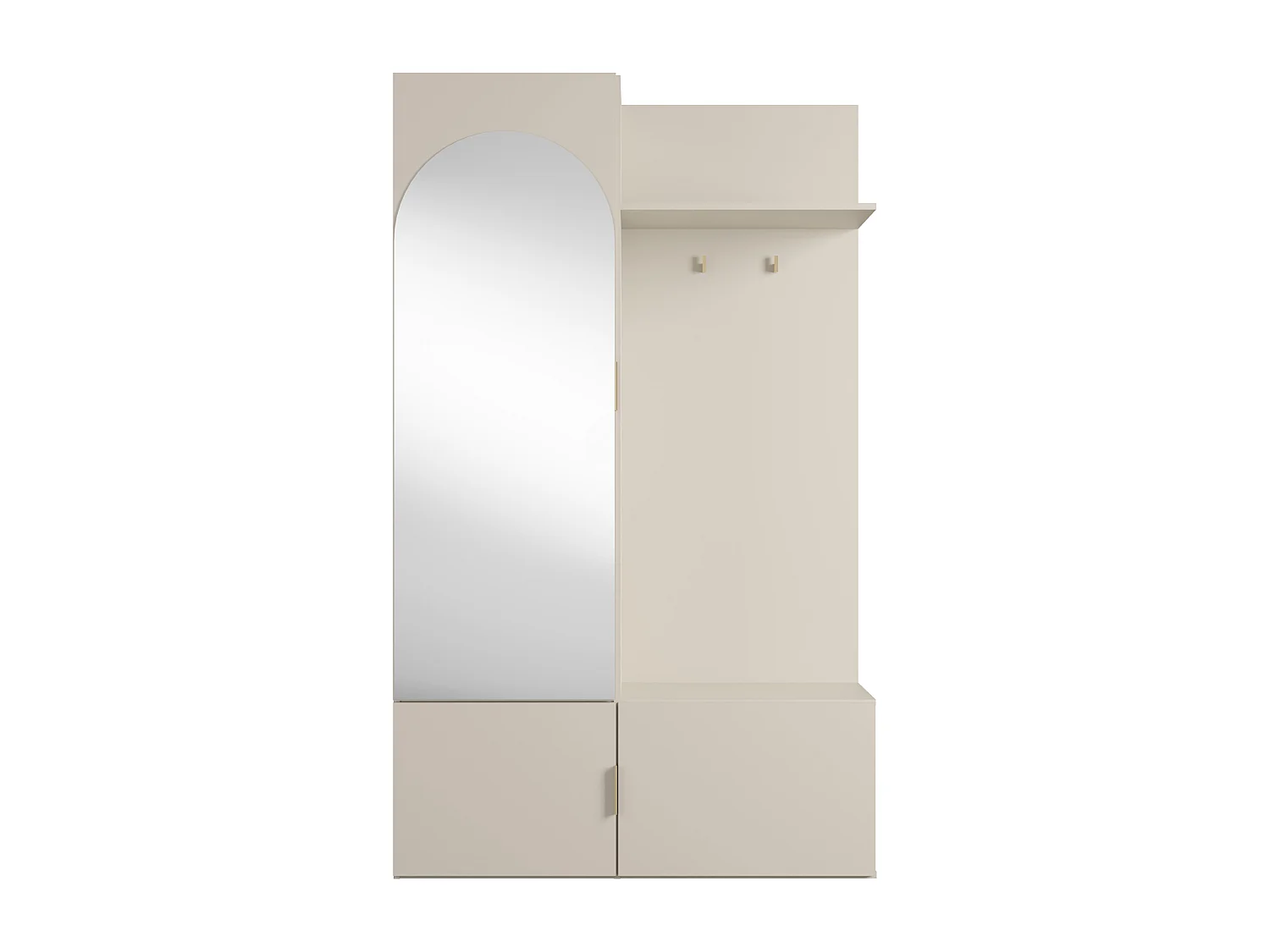 Vestiaire avec miroir et rangements - Beige et doré - JAVERIA