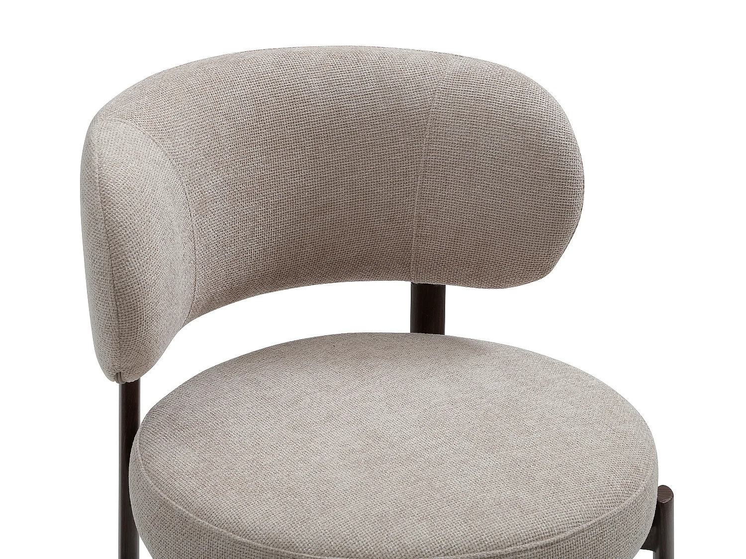 Lot de 2 chaises en tissu texturé et métal effet bois - Beige et Naturel foncé - ASILOVA