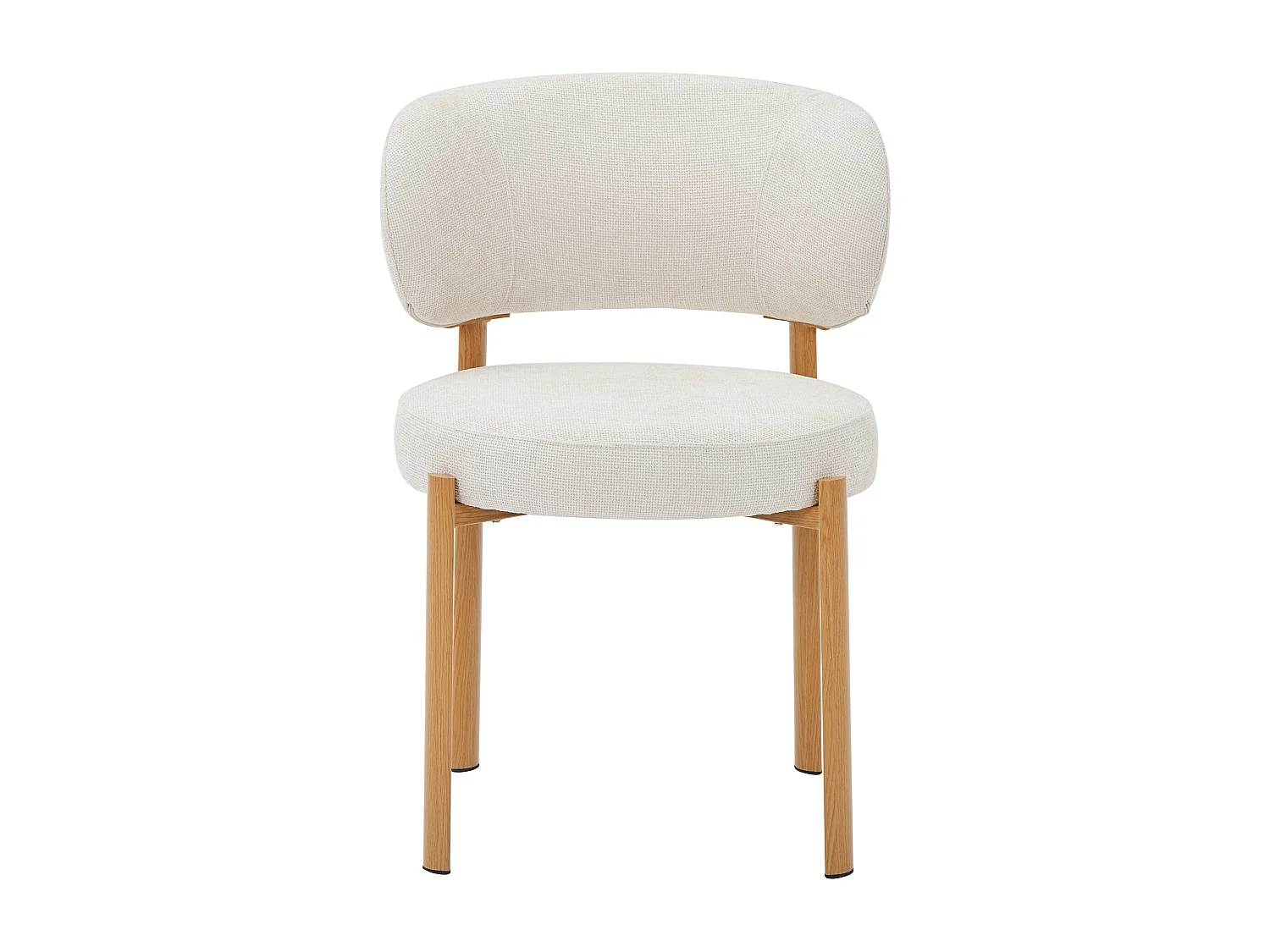 Lot de 2 chaises en tissu texturé et métal effet bois - Crème et Naturel clair - ASILOVA