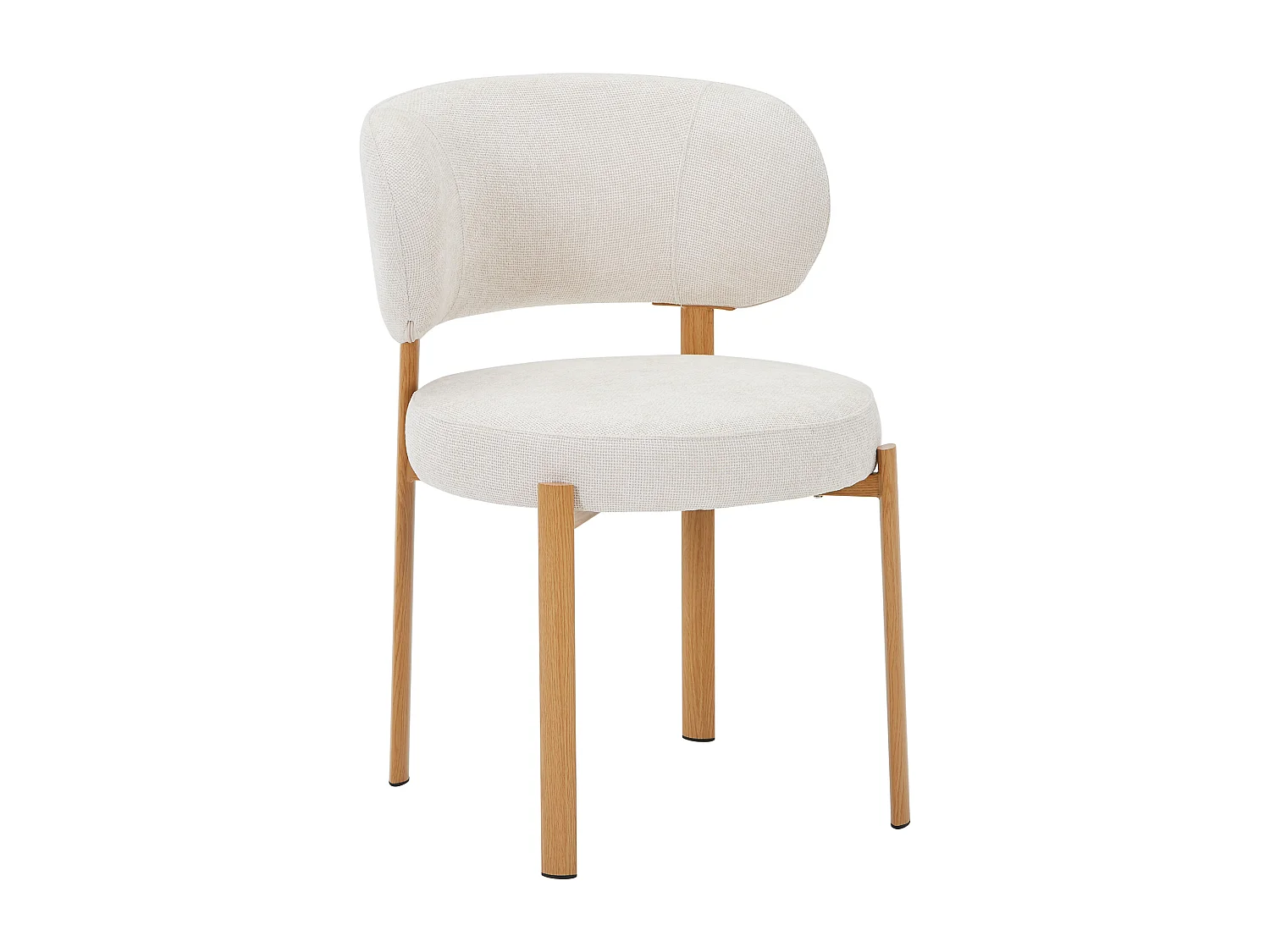 Lot de 2 chaises en tissu texturé et métal effet bois - Crème et Naturel clair - ASILOVA