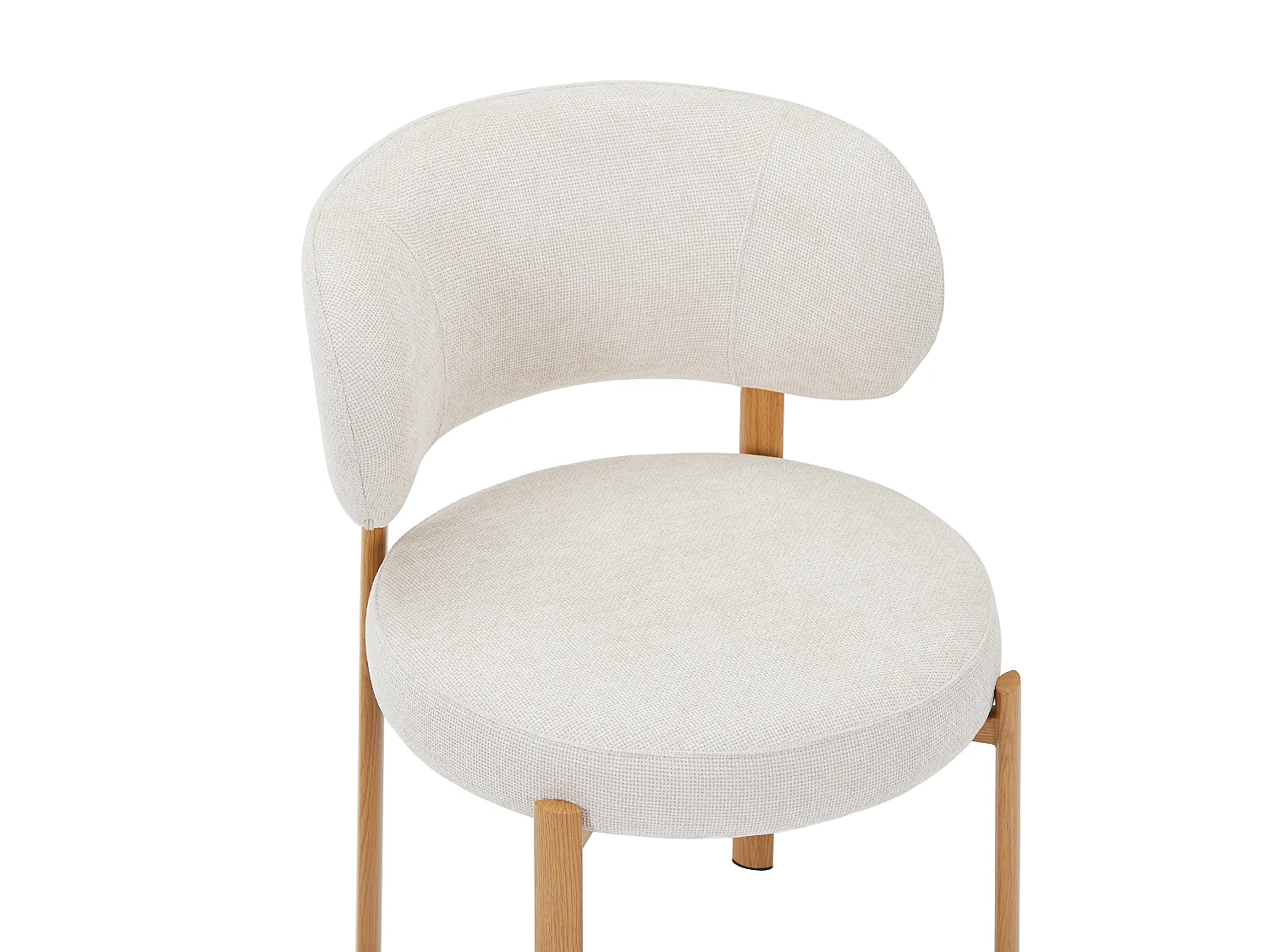Lot de 2 chaises en tissu texturé et métal effet bois - Crème et Naturel clair - ASILOVA