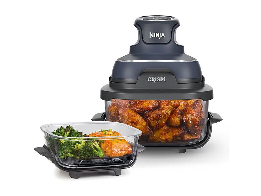 Freidora sin aceite Ninja Crispi Airfryer FN101EUGY de vidrio - 29,7x29,3x24,8 cm, color negro