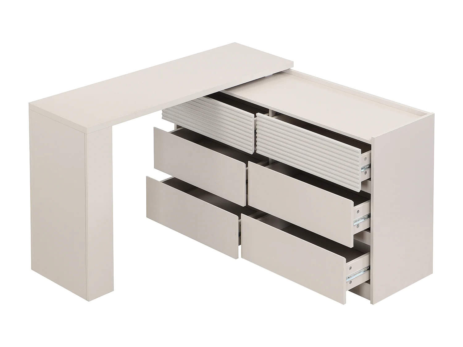 Commode coiffeuse 6 tiroirs et 3 niches – Beige – BOPANIA