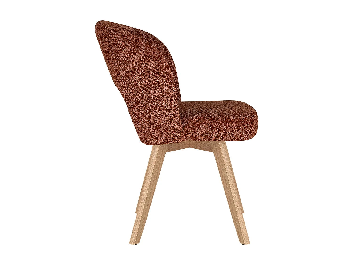 Lot de 2 chaises pivotantes en tissu texturé et bois de chêne - Terracotta - GUSTAVY